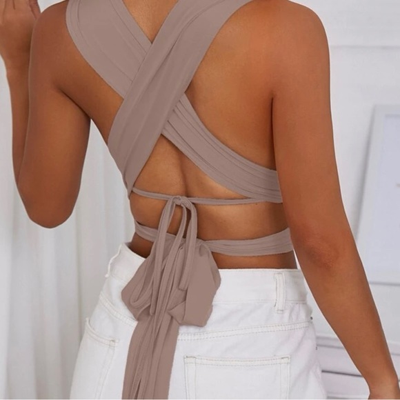 Brown tie up top - Picture 2 of 2